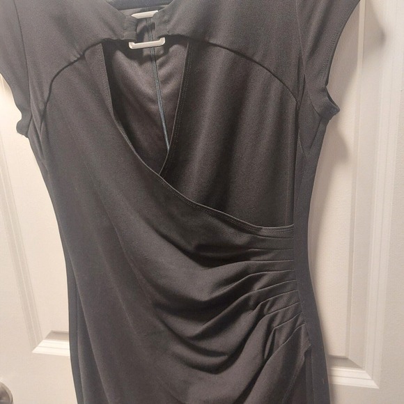 Vintage CACHE Little Black Cocktail Dress Surplice Wrap Y2K Size 10 M - Picture 2 of 5